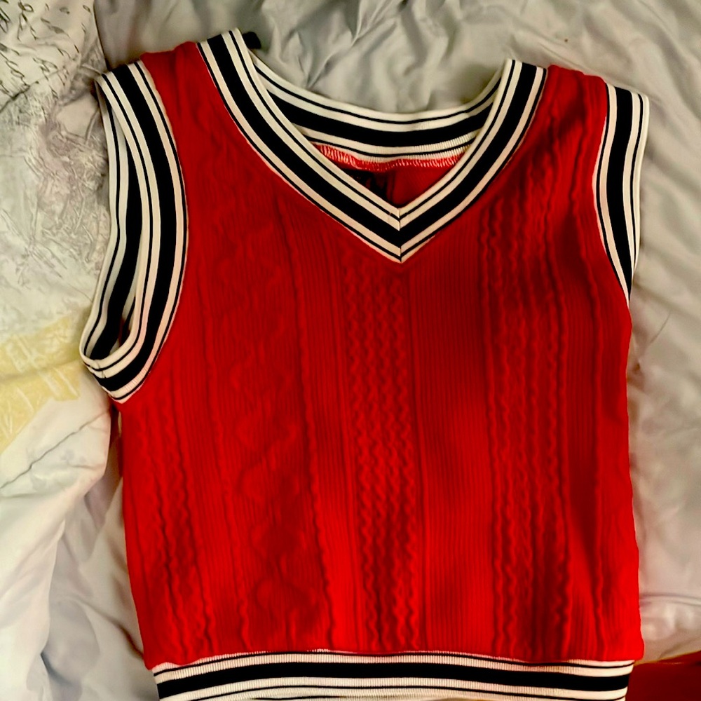 v neck red sweater vest. new never worn